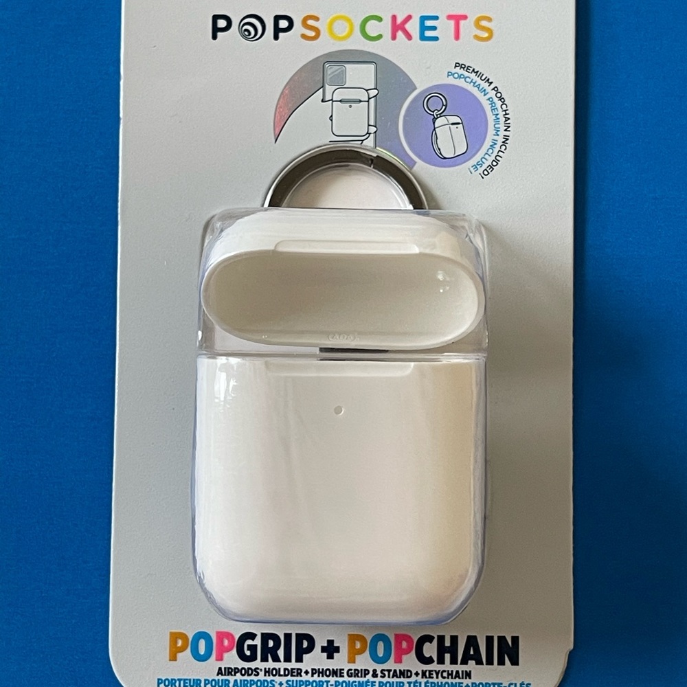 Popsocket - White AirPods PopGrip & Popchain Keychain